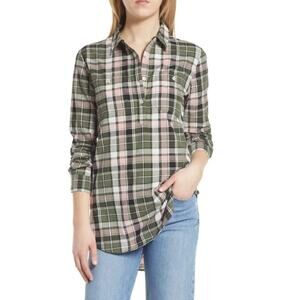 NEW CASLON  Nordstrom  Multicolor Plaid Cotton Button-Up Shirt Sz S